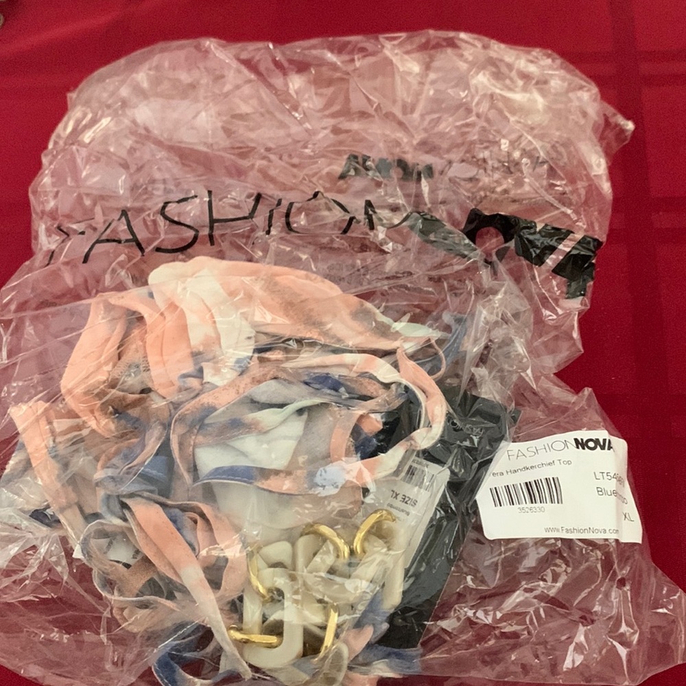 XL blue and pink crop top